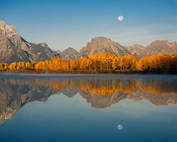 LE-AM-LA-010         Moonrise Over Jackson Lake, Grand Teton National Park, Wyoming