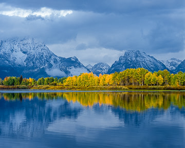 LE-AM-LA-013         Autumn Colors Reflection At Jackson Lake, Grand Teton National Park, Wyoming