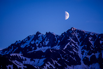 AM-LA-01         Moonrise Over Takshanuk Mountains, Haines Highway, Alaska