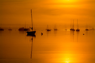 LE-AM-LA-11         Sunrise Over Southwest Harbor, Mount Desert Island, Maine