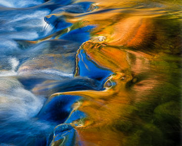 LE-AM-LA-003         Autumn Colors Reflecting On Cascading Water, New Hampshire