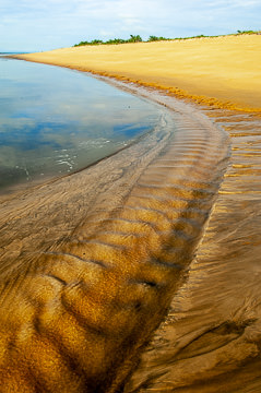 BR-LA-33         Water Flow Pattern, Beach in Mogiquicaba, Bahia, Brazil